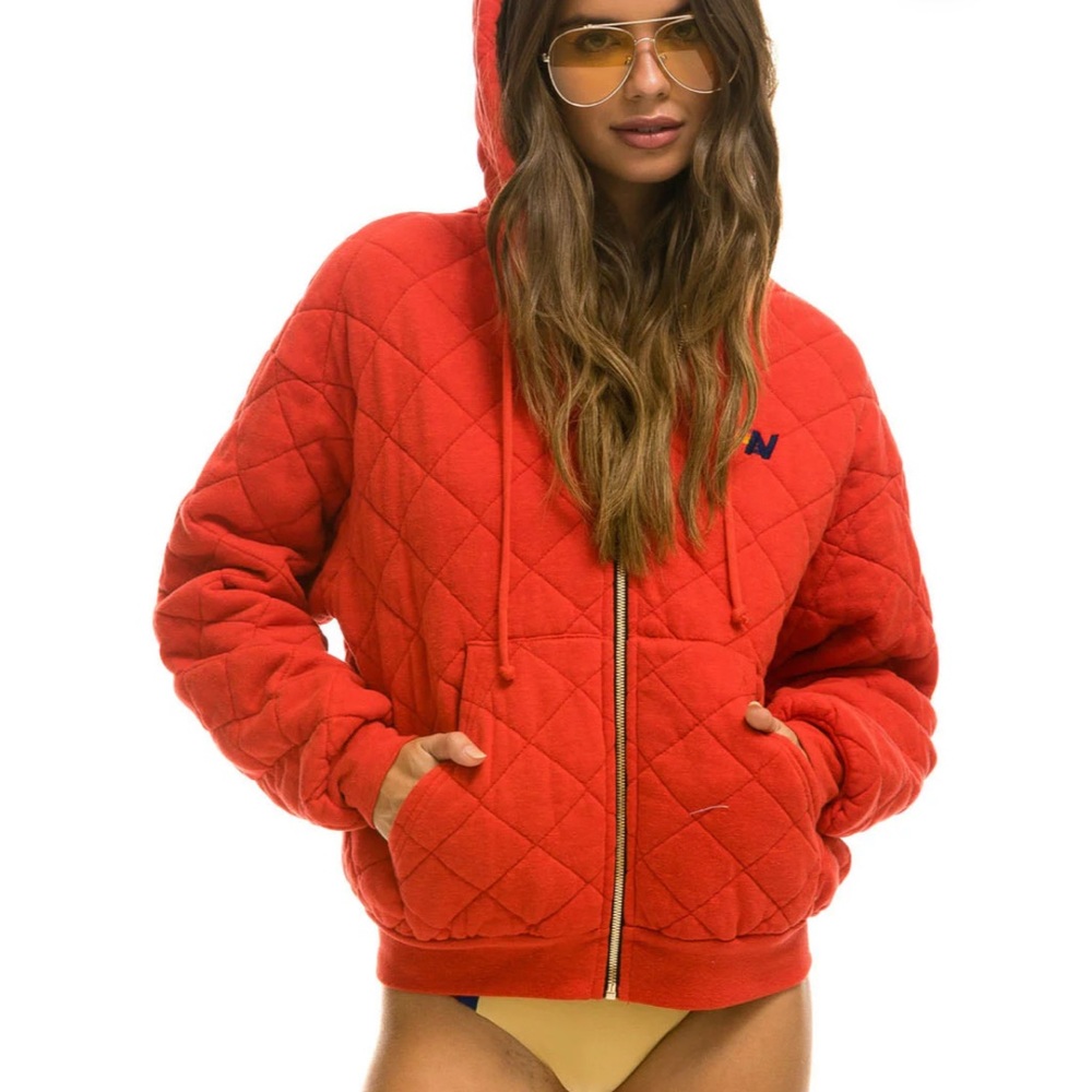 NWT - Aviator Nation Vibrant Red Quilted Jacket